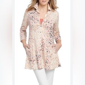 NIC+ZOE Morning‎ Burst Colorful Abstract Swing Button Up Shirt Sz Large
